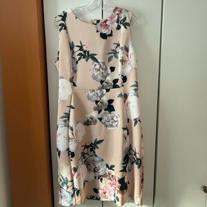 Calvin Klein Floral Midi Dress - Pink and Green